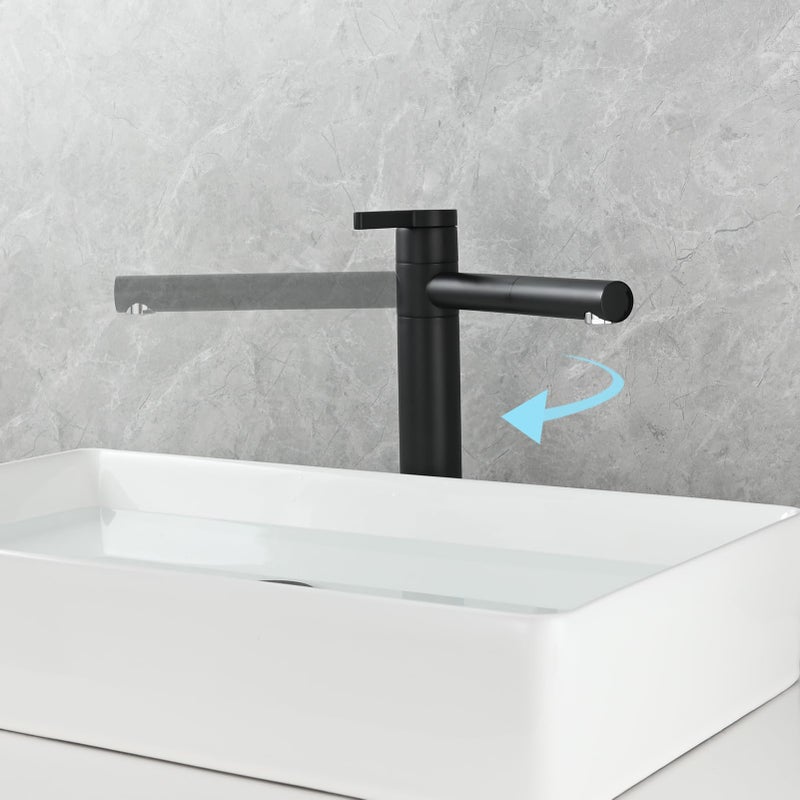 CIENCIA Bathroom Sink Faucet Single Handle Brass Vessel Sink Faucet 360Â°Rotating Spout Tall Basin Mixer Tap Black, BB6112C - Image 4